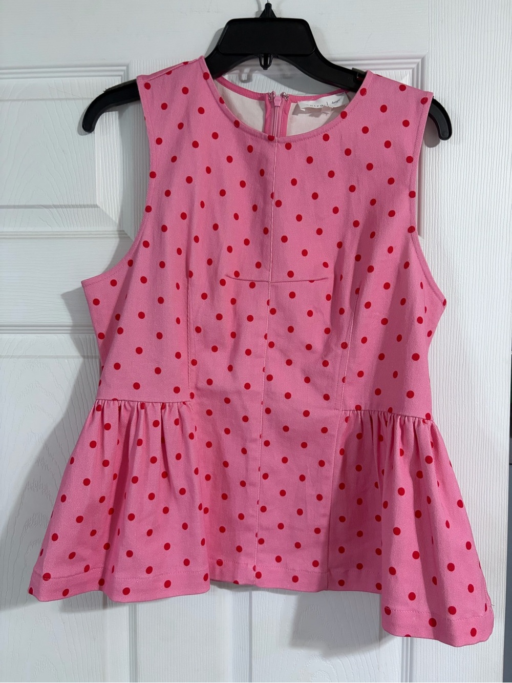 Women’s Pink Polka Dot Peplum Top